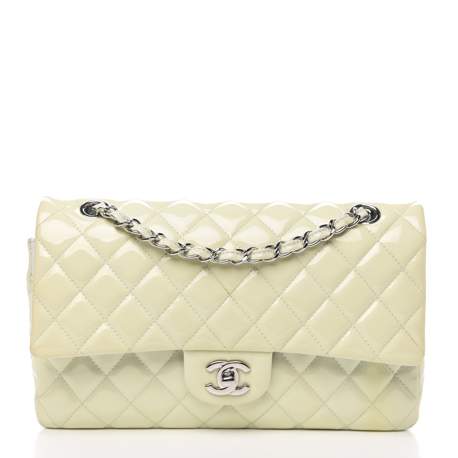 Chanel Patent Quilted Medium Double Flap Dark White 1 of 14