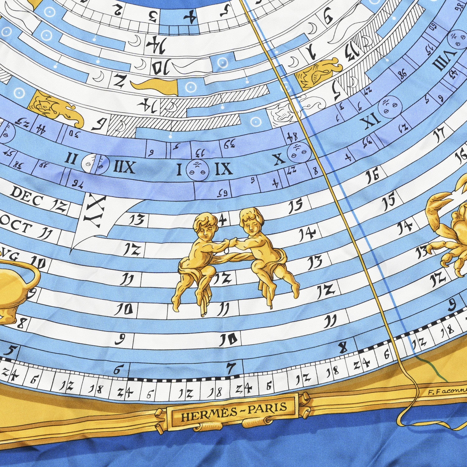 Hermes Silk Astrologie Scarf 90 Light Blue White Gold 2 of 6