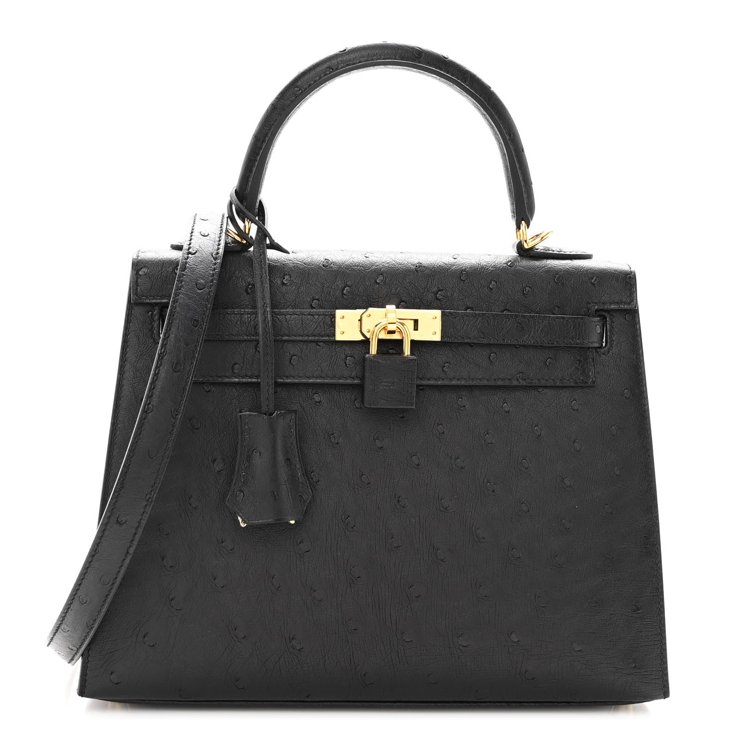 Hermes Ostrich Kelly Sellier 25 Black 1 of 10