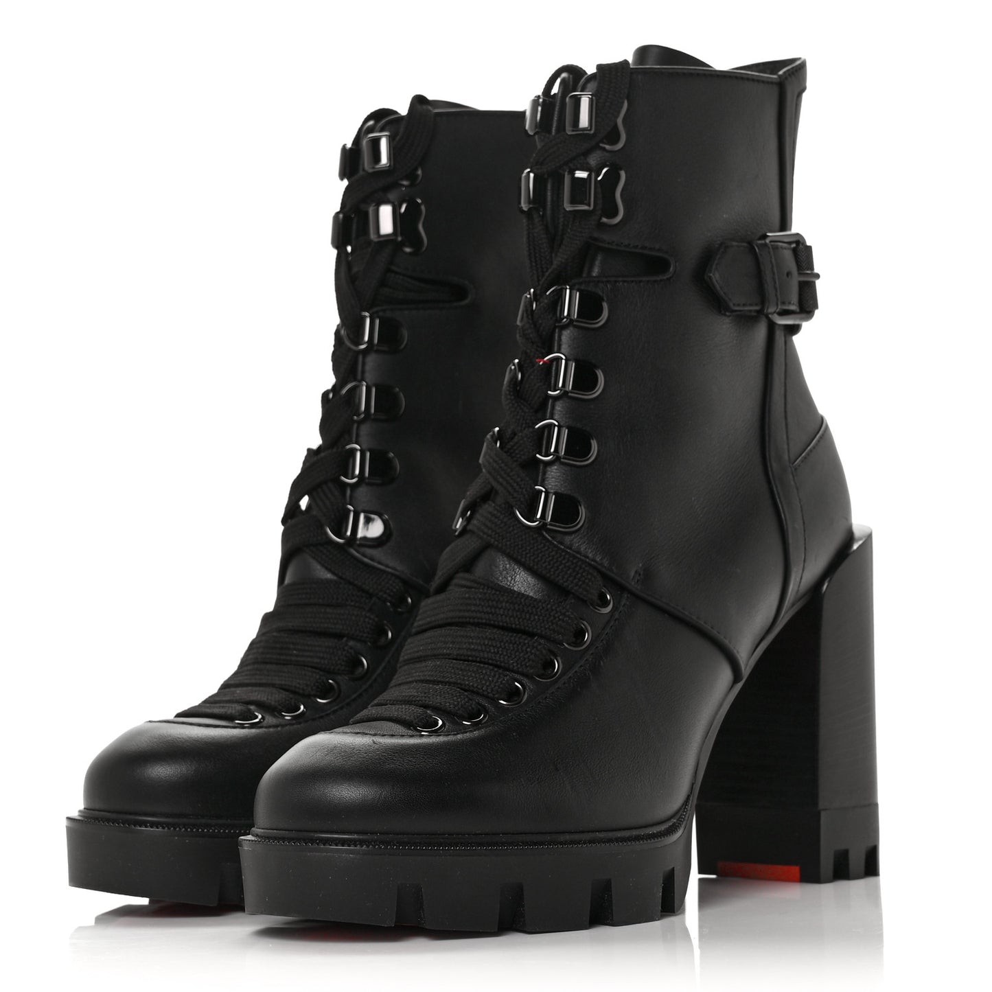 Calfskin Macademia 100 Biker Platform Boots 36.5 Black
