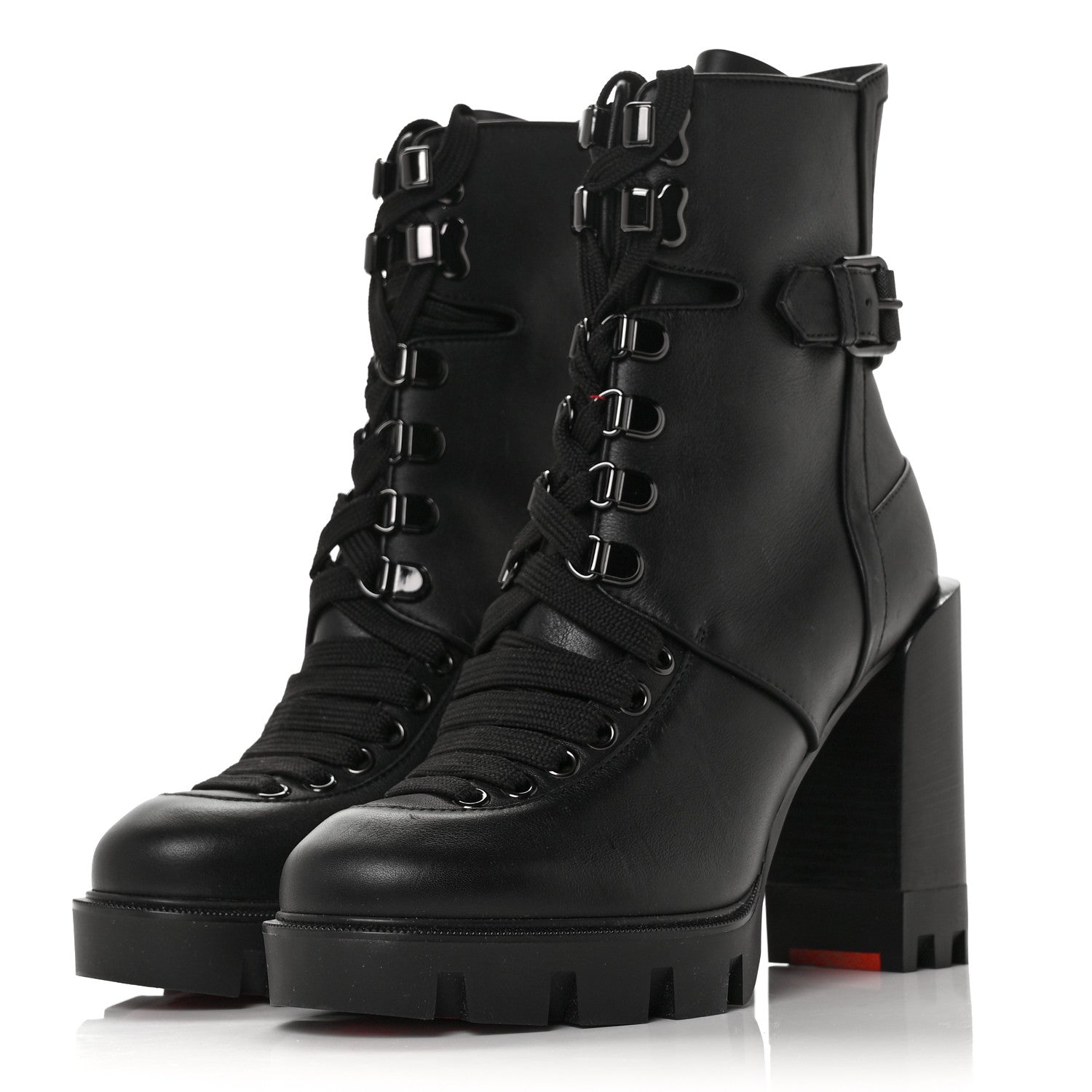 Christian Louboutin Calfskin Macademia 100 Biker Platform Boots 36.5 Black 3 of 5