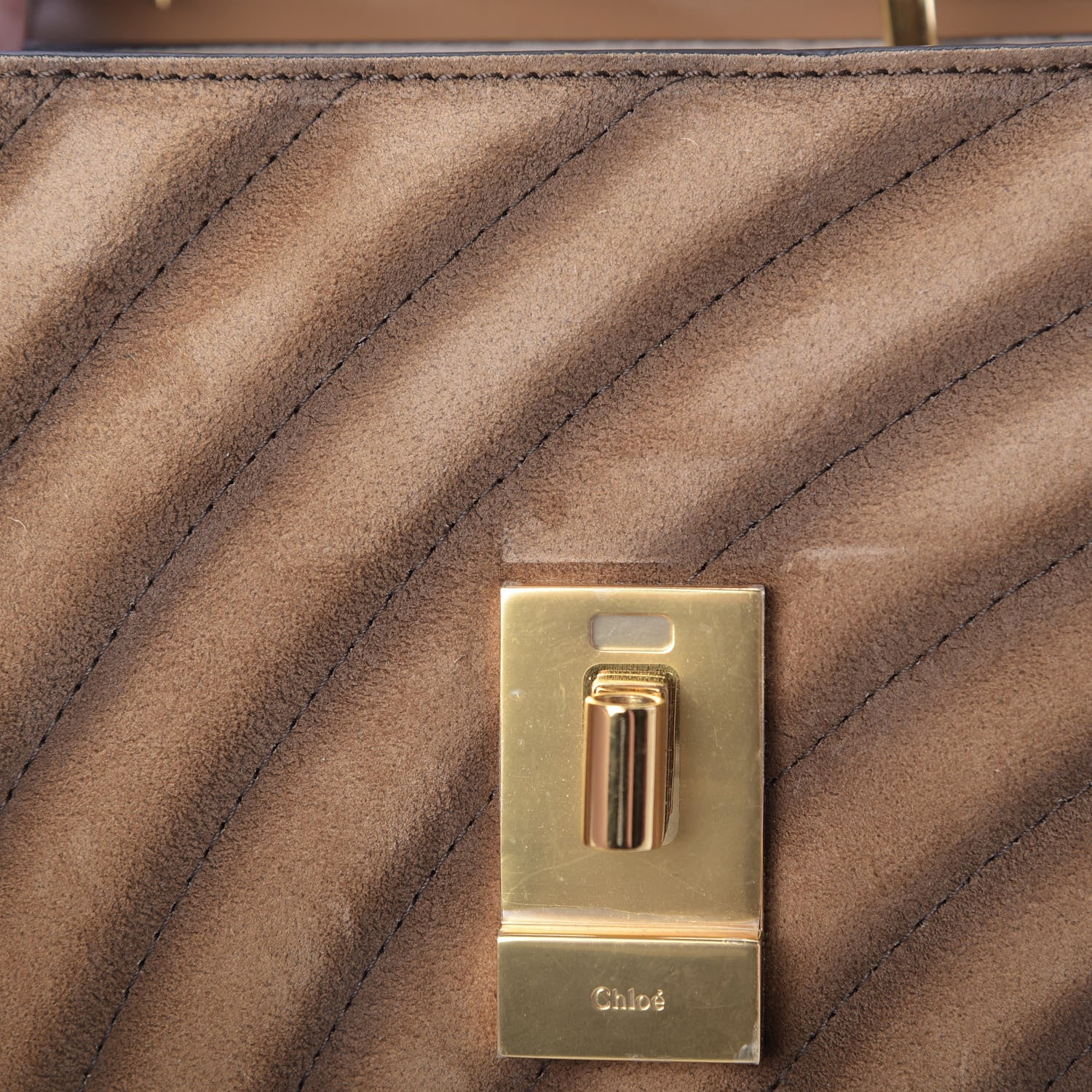 Chloe Suede Calfskin Quilted Drew Bijou Shoulder Bag Nut 12 of 12