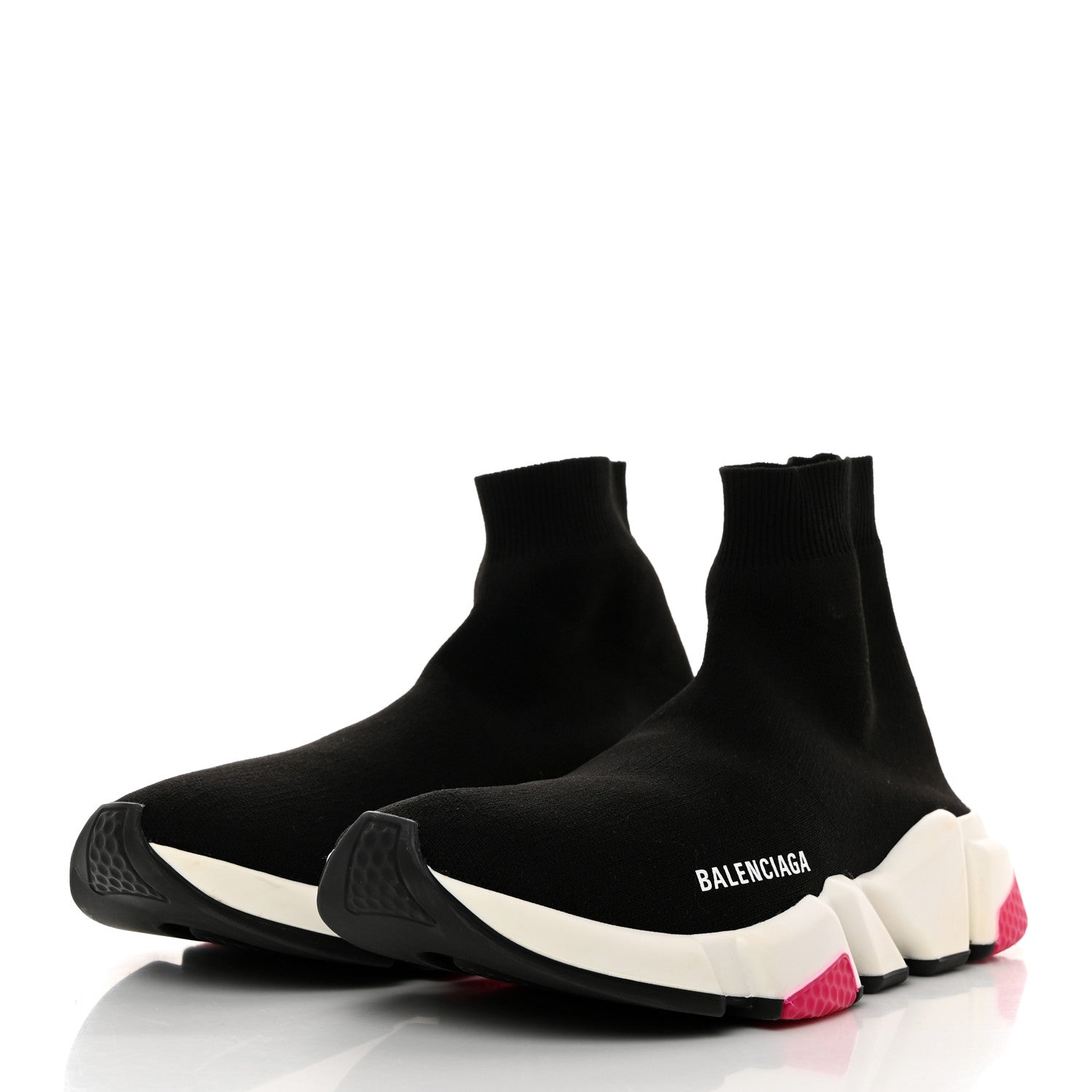 Balenciaga Neoprene Knit Womens Speed Sneakers 40 Black Pink 3 of 8