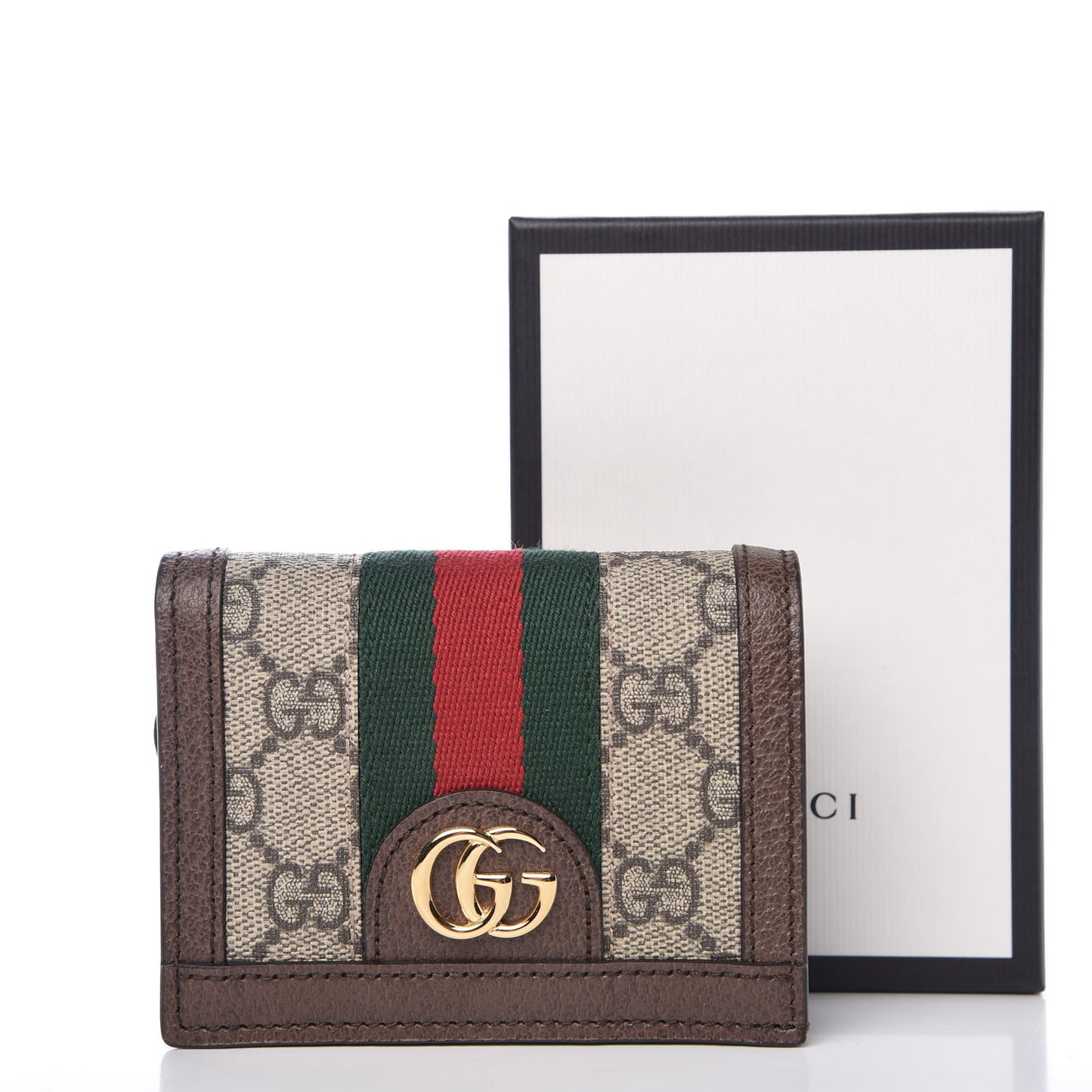 GG Supreme Monogram Web Ophidia Card Case Beige New Acero