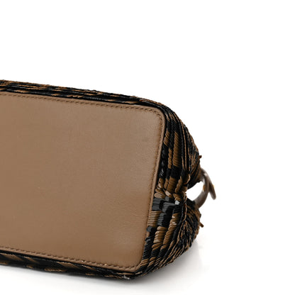 Fendi Vitello Catalan Mirror Sequin FF 1974 Embroidered Mini Peekaboo Iconic Satchel Tobacco Moro Sand Black 9 of 11