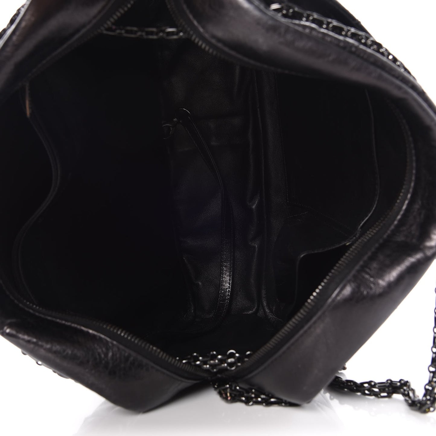 Metallic Aged Calfskin Quilted Large Reissue Camera Case Black