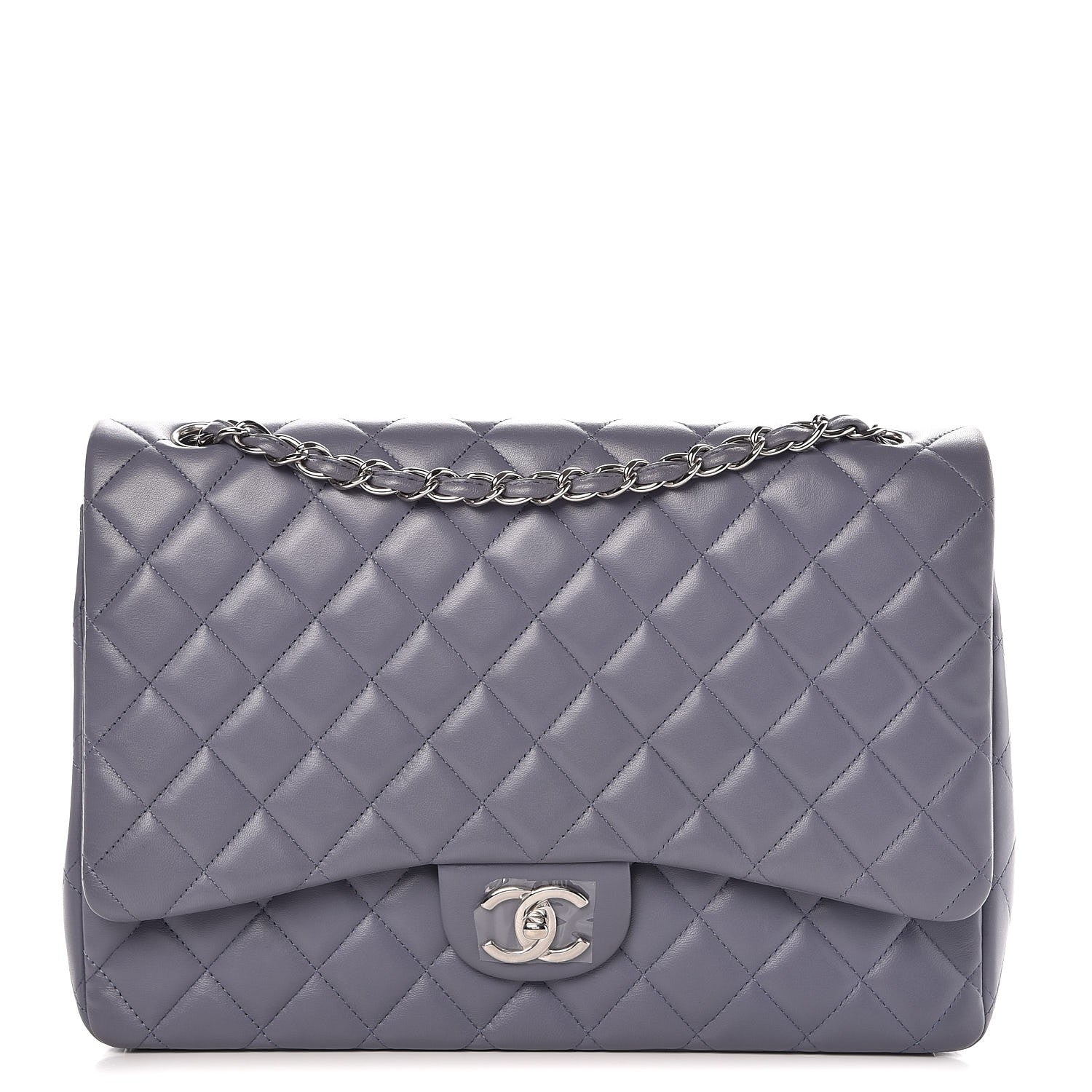 Chanel Lambskin Quilted Maxi Double Flap Grey 1 of 12