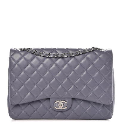 Chanel Lambskin Quilted Maxi Double Flap Grey 1 of 12