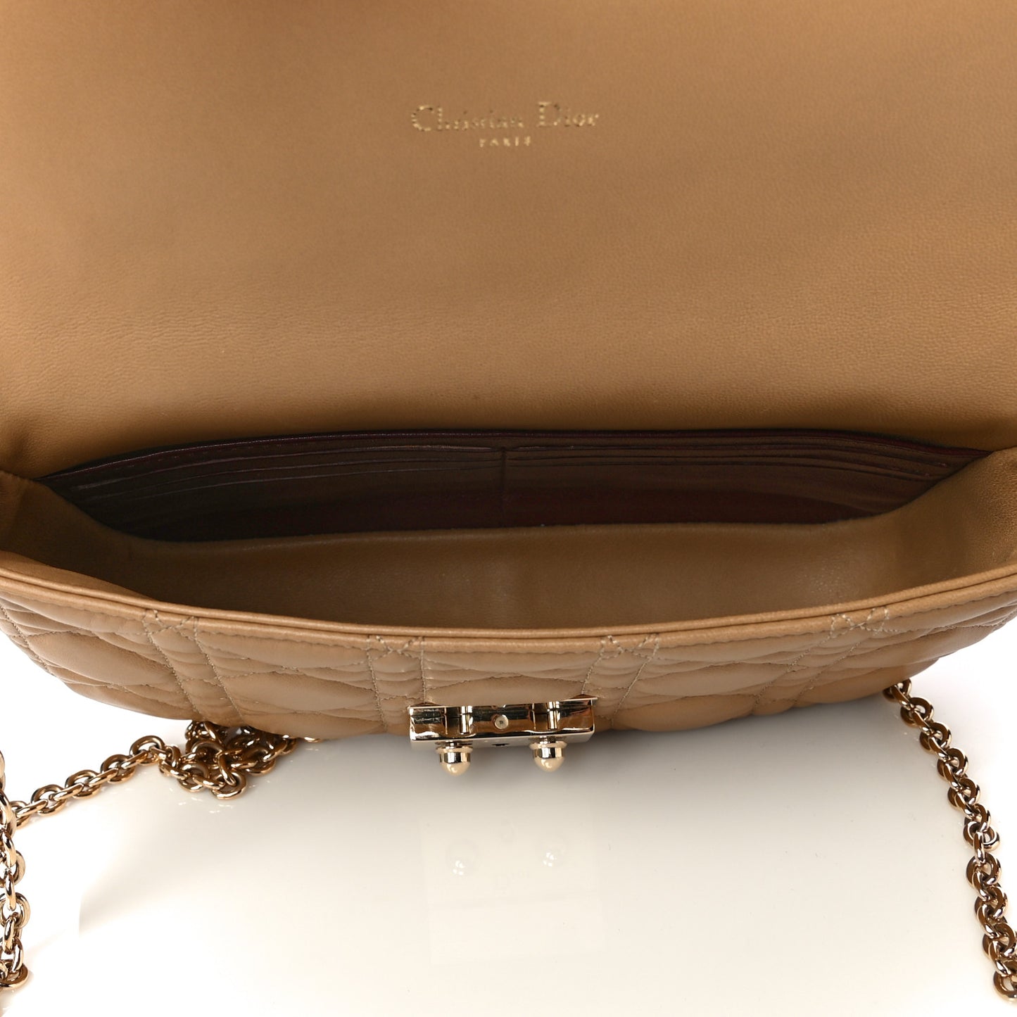 Lambskin Cannage Miss Dior Promenade Pouch Beige