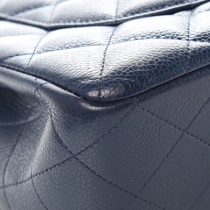 Chanel Caviar Quilted Jumbo Double Flap Navy Blue 16 of 20