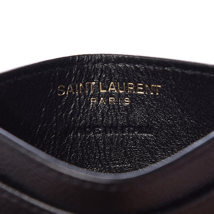 Saint Laurent Grain De Poudre Matelasse Chevron Monogram Credit Card Case Black 6 of 8