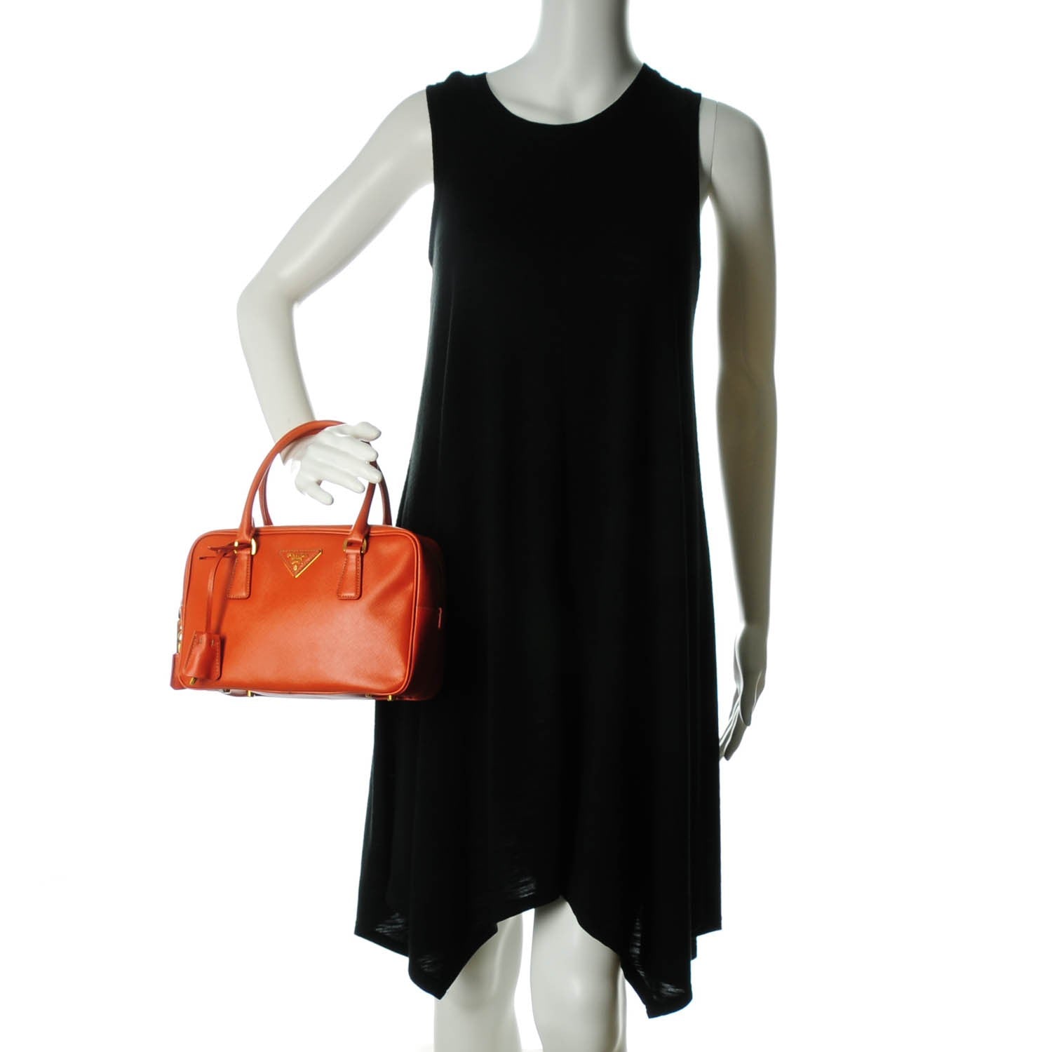 Prada Saffiano Lux Petite Bowler Papaya 2 of 8