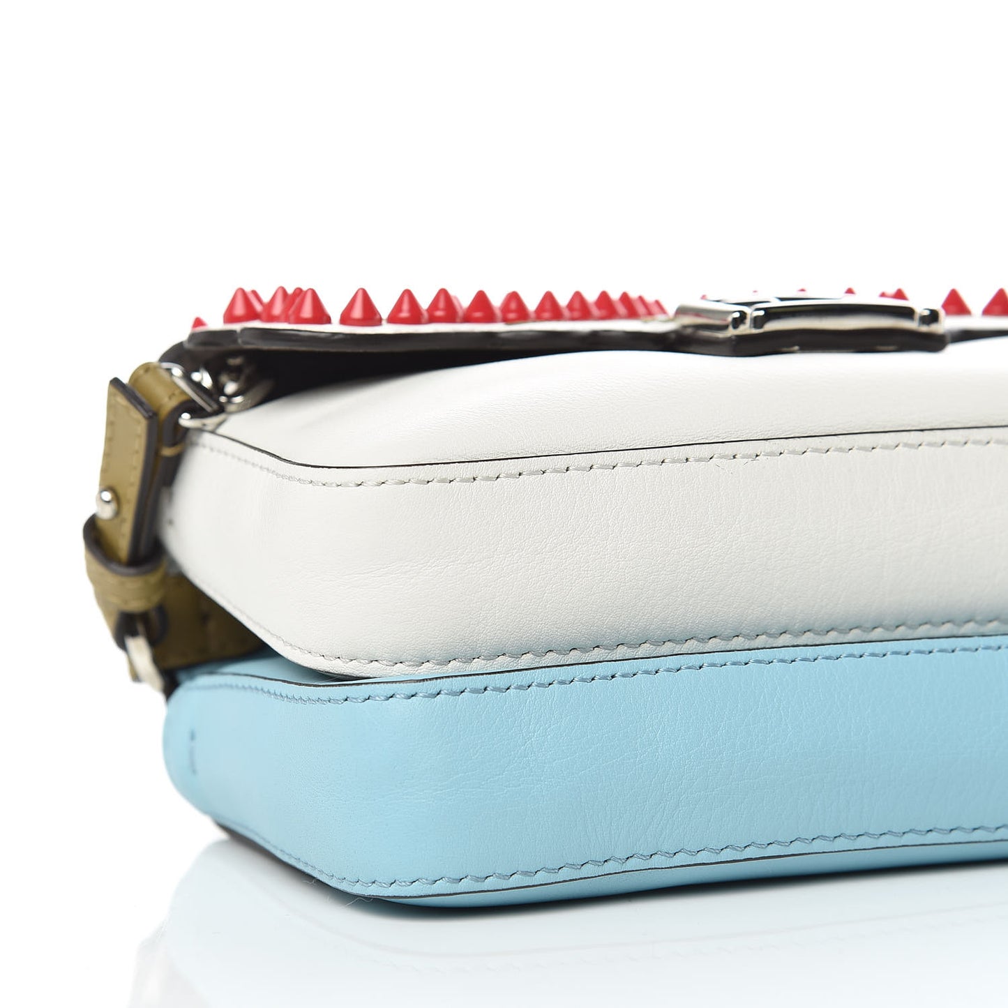 Vitello Dolce Flowers and Bows Bi-Color Scalloped Micro Double Baguette White Turchese Pallido Multicolor