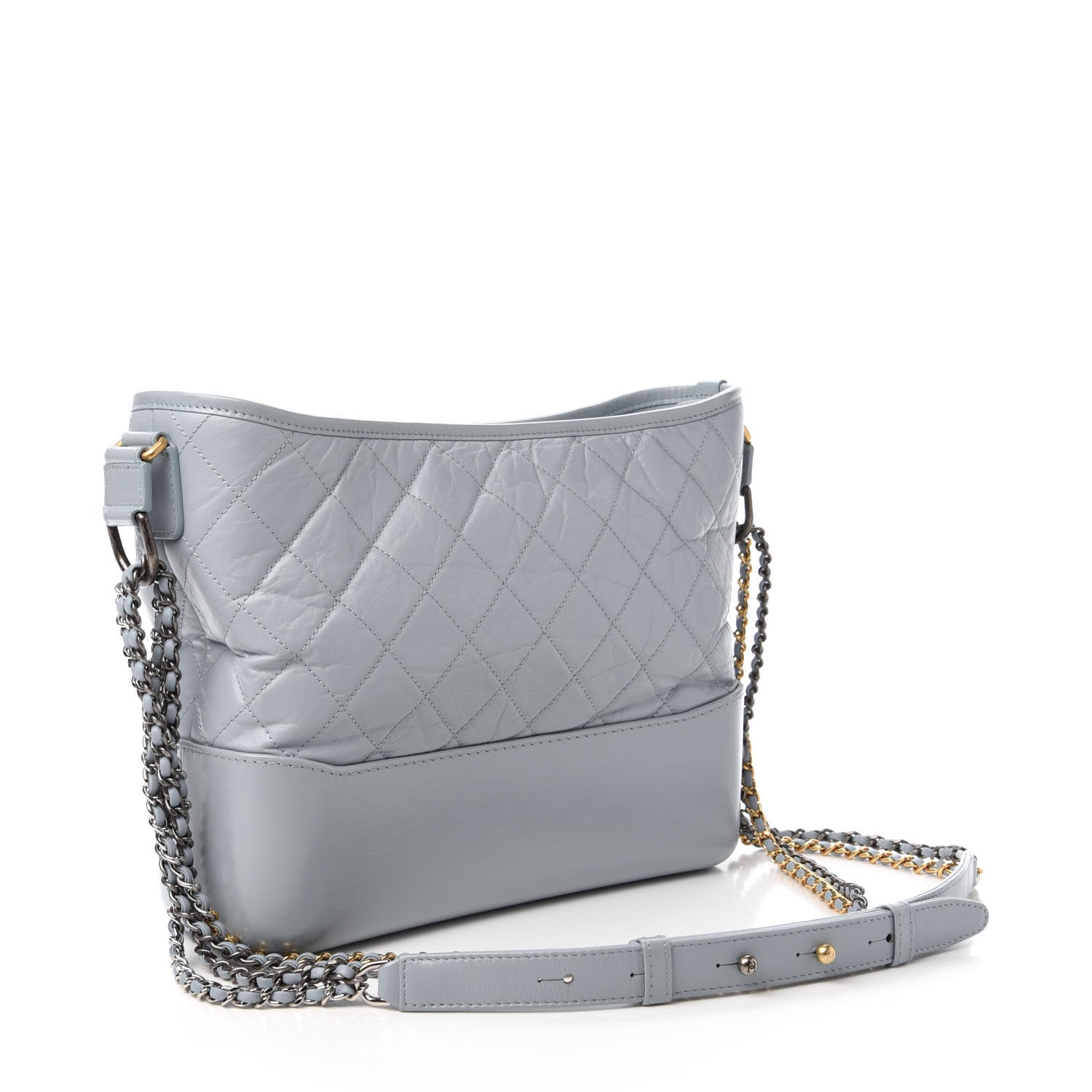 Chanel Aged Calfskin Quilted Medium Gabrielle Hobo Light Blue 3 of 11
