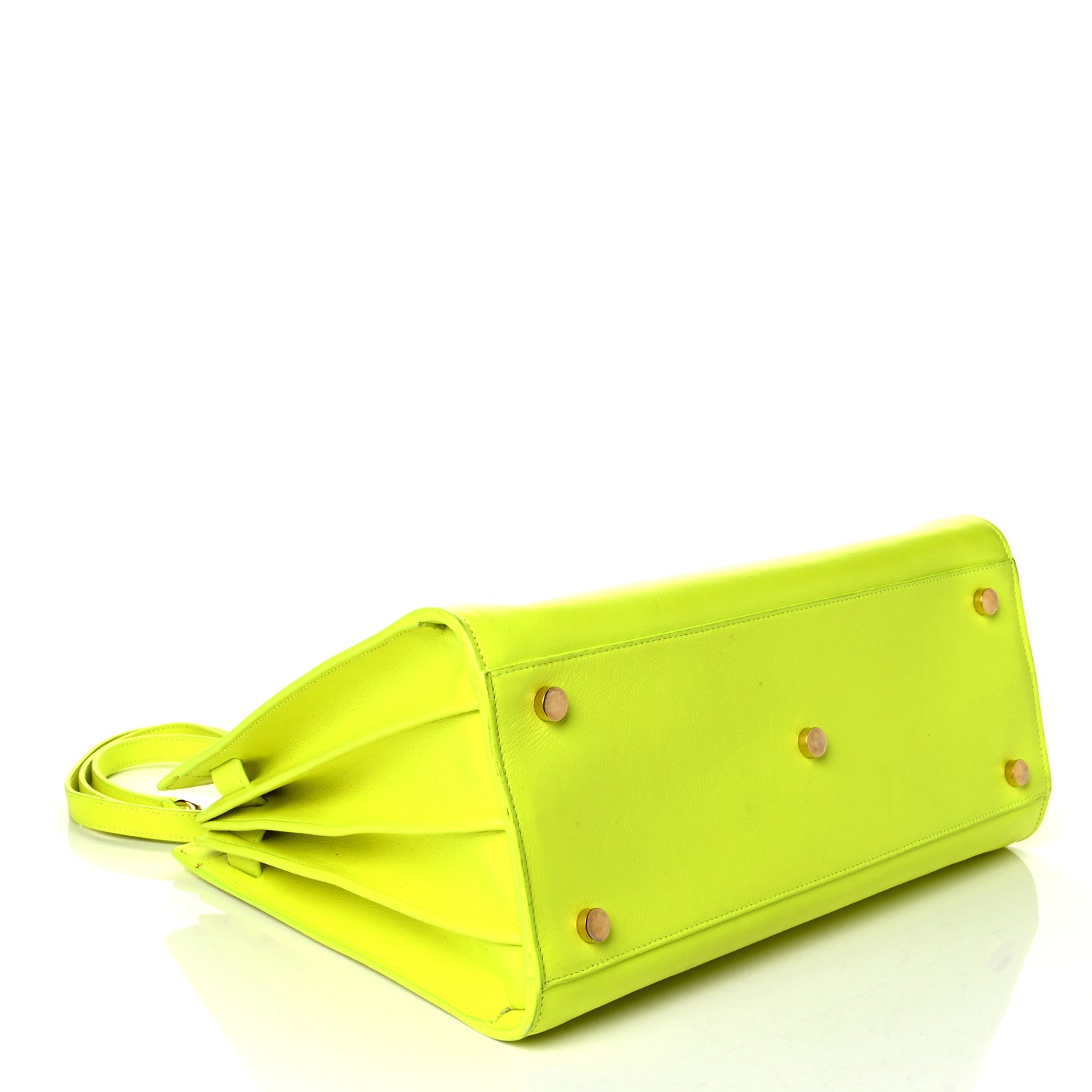 Saint Laurent Calfskin Small Sac De Jour Bag Neon Yellow 7 of 16