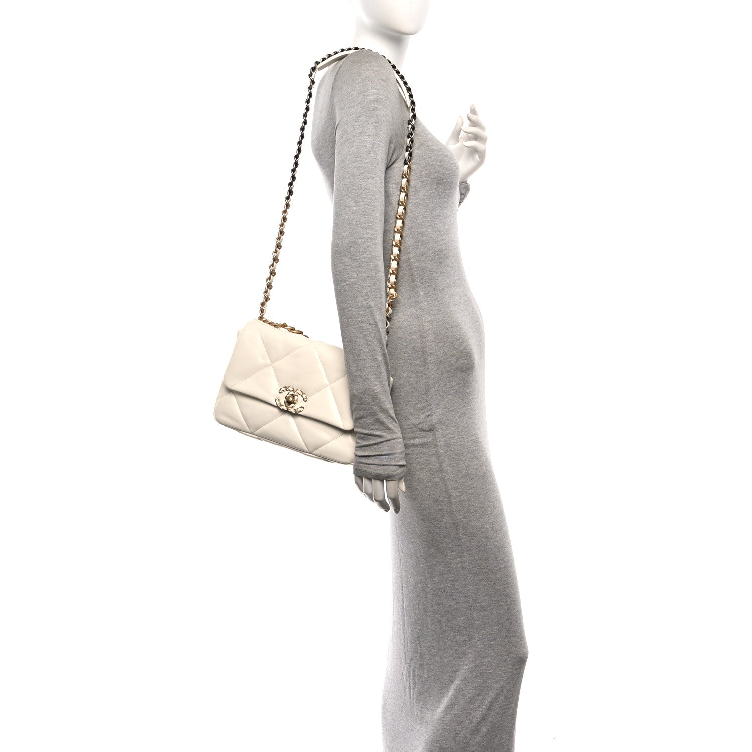 Chanel Lambskin Quilted Medium Chanel 19 Flap White 2 of 11