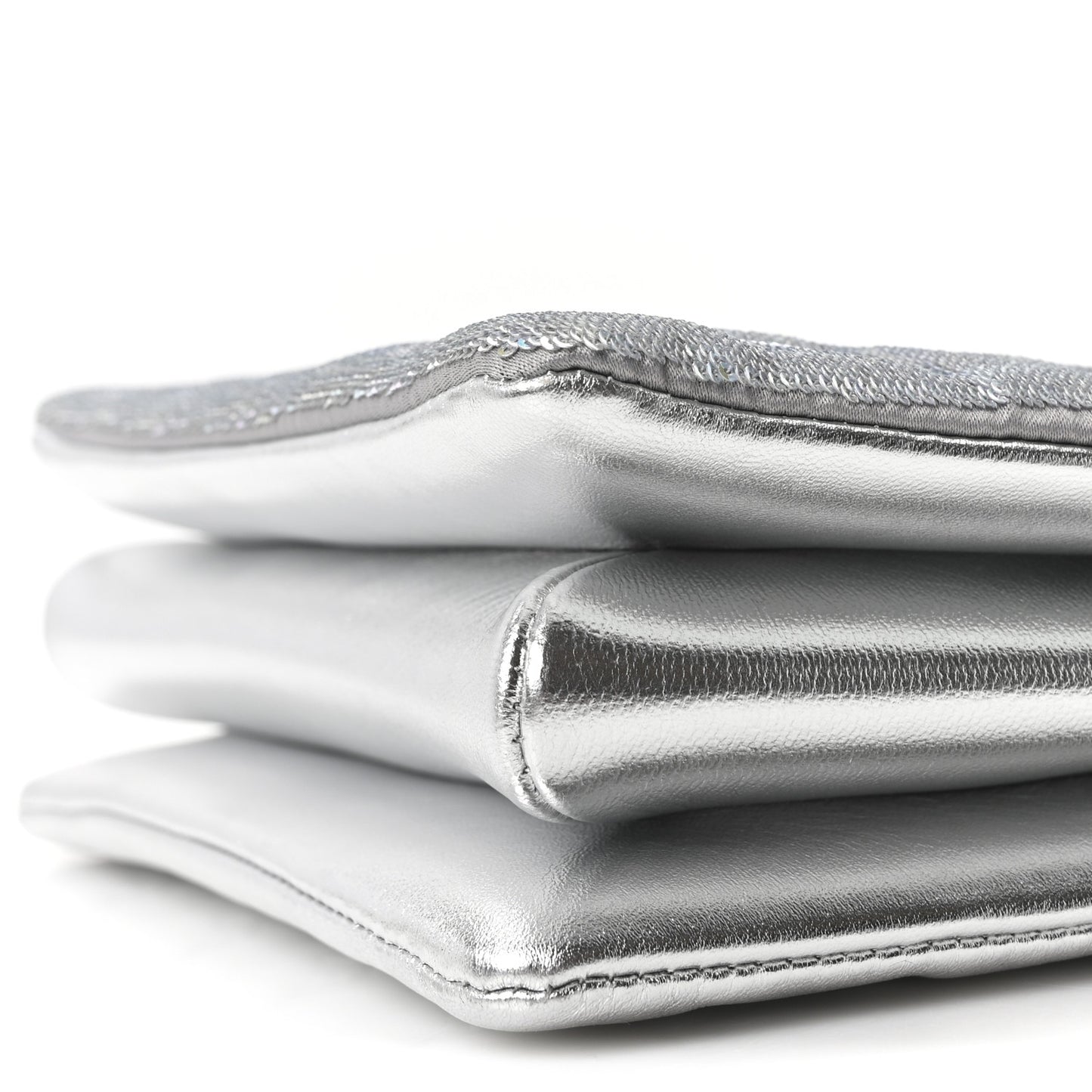 Satin Sequin Embroidered Monogram Coussin BB Silver