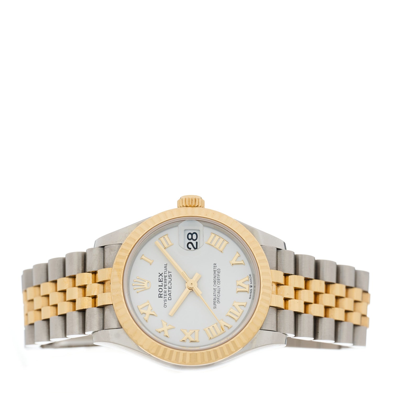 Rolex Stainless Steel 18K Yellow Gold 31mm Oyster Perpetual Datejust Watch White Roman 278273 2 of 4
