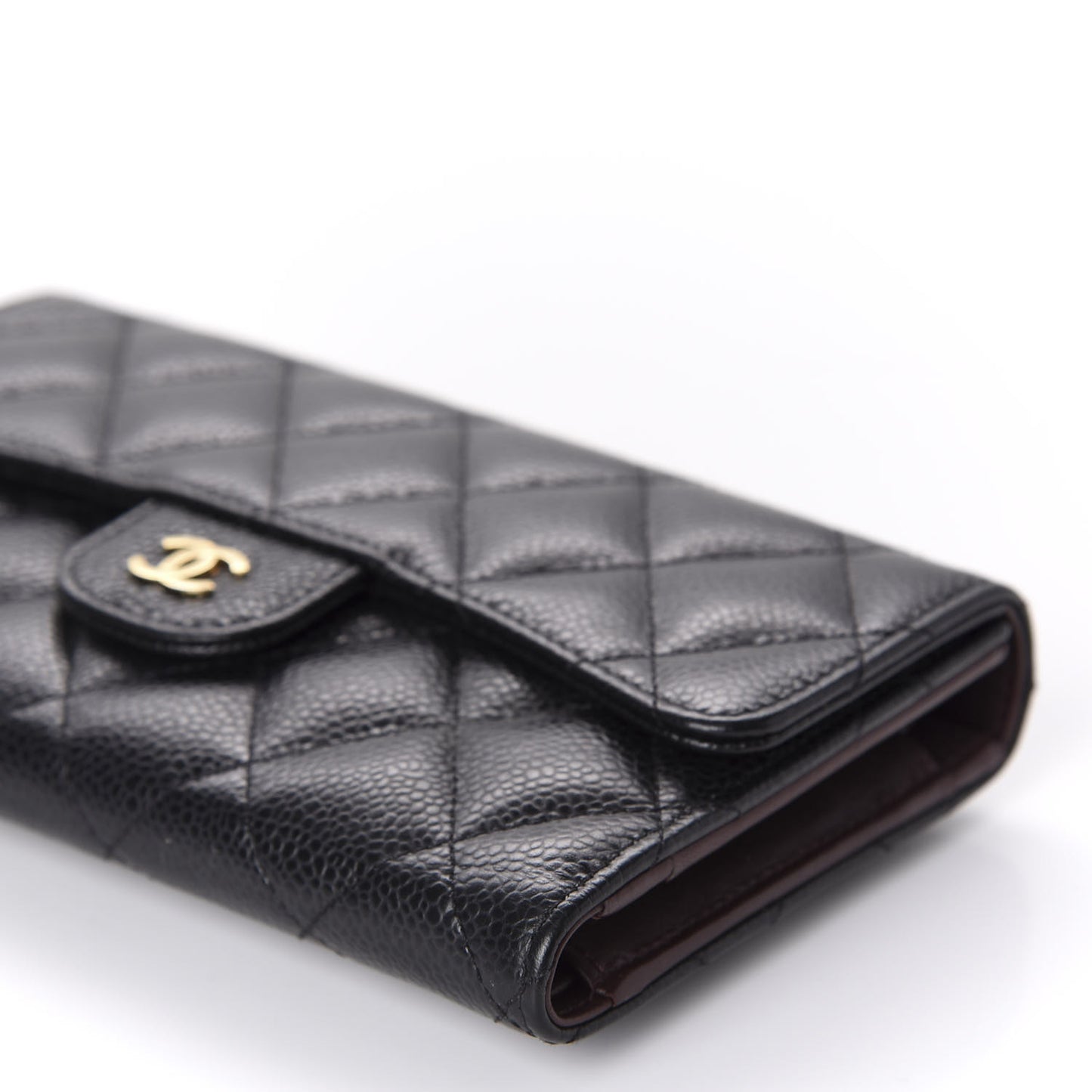 Caviar Quilted Large Flap Wallet Black