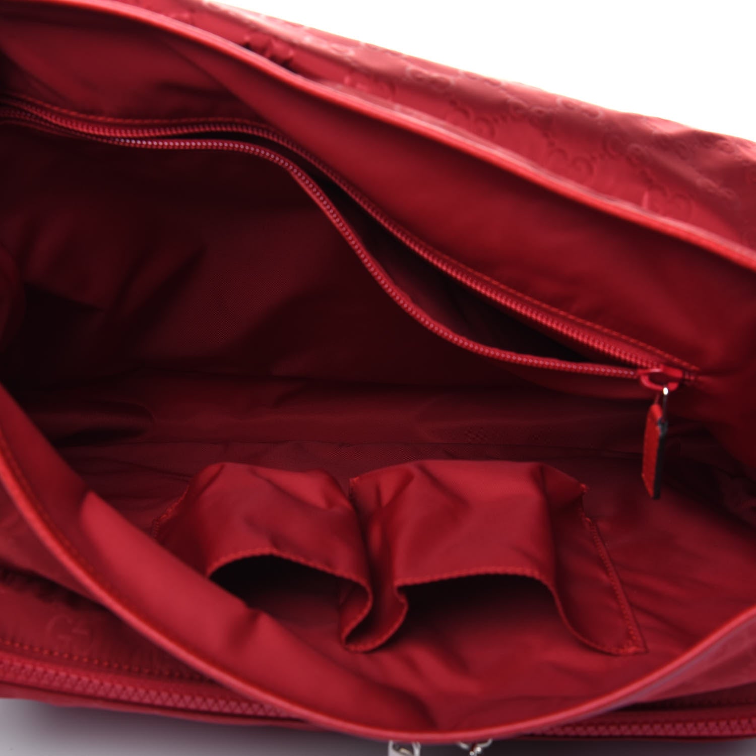 Gucci Nylon Monogram Double Buckle Flap Messenger Bag Vibrant Red 5 of 12