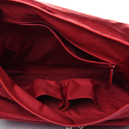 Gucci Nylon Monogram Double Buckle Flap Messenger Bag Vibrant Red 5 of 12
