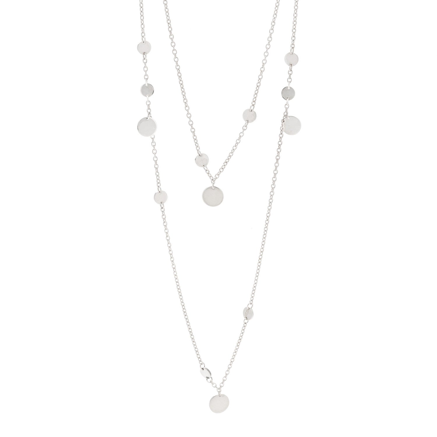 Hermes Sterling Silver 18K Rose Gold Confettis Long Necklace 1 of 5