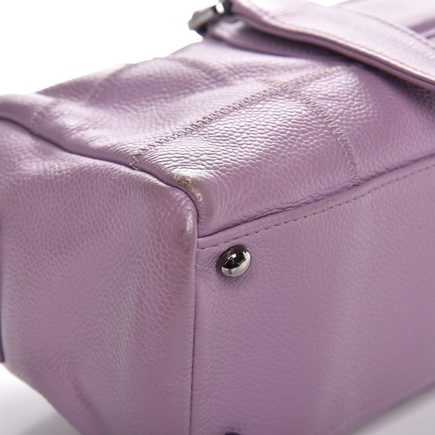 Caviar Square Stitched Tote Purple