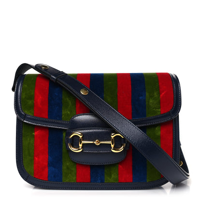 Gucci Velvet Azalea Calfskin Baiadera Stripe Horsebit 1955 Shoulder Bag Multicolor 1 of 9