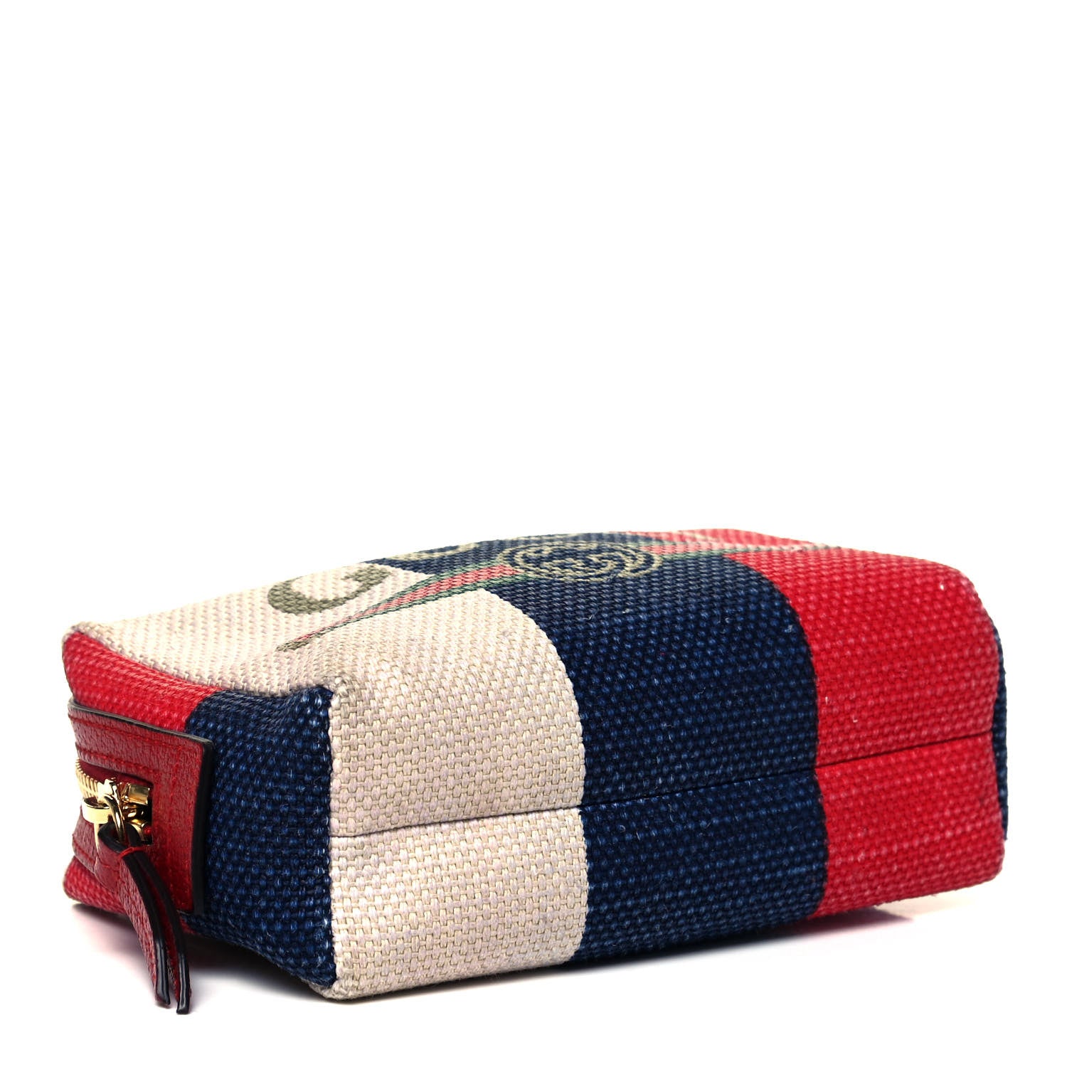 Gucci Canvas Sylvie Stripe Logo Cosmetic Case Mystic White Hibiscus Red Maritime 4 of 11