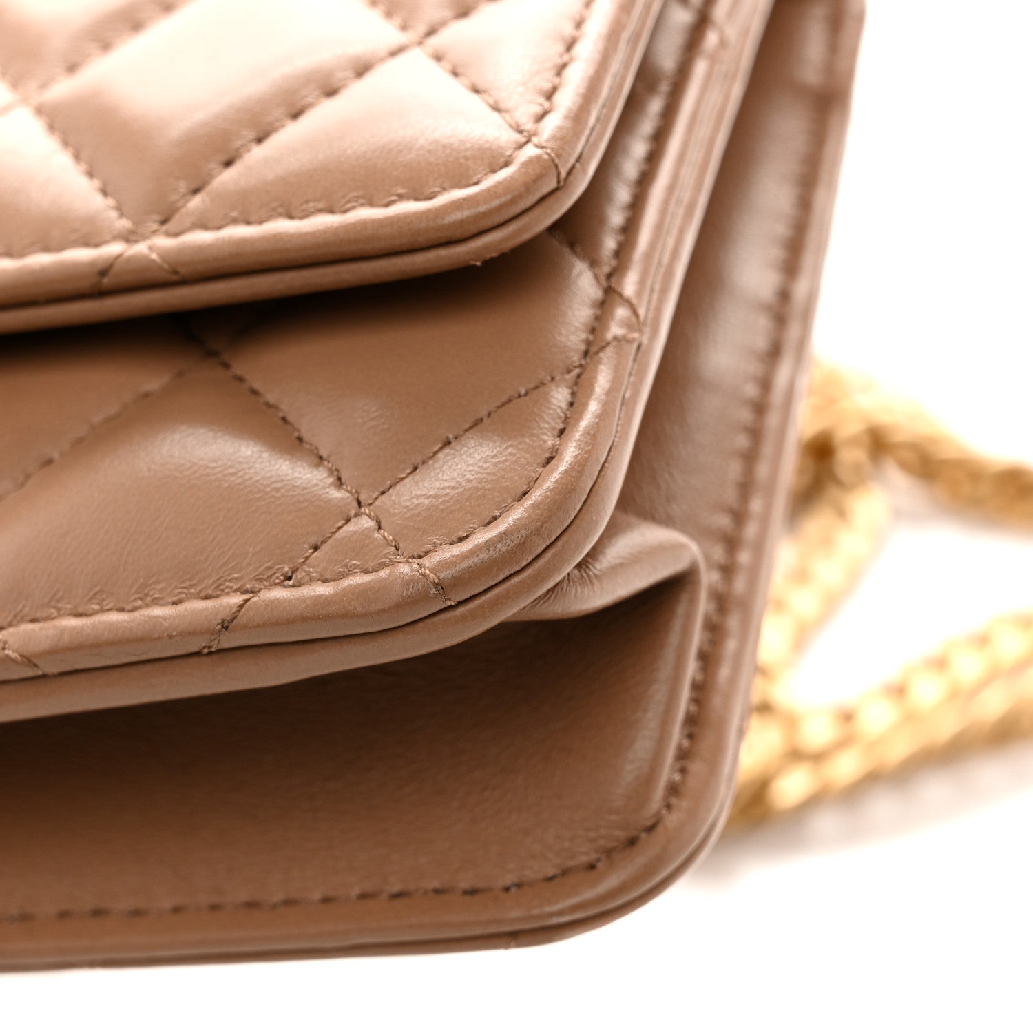 Chanel Calfskin Quilted Perfect Fit Wallet On Chain WOC Beige 15 of 16