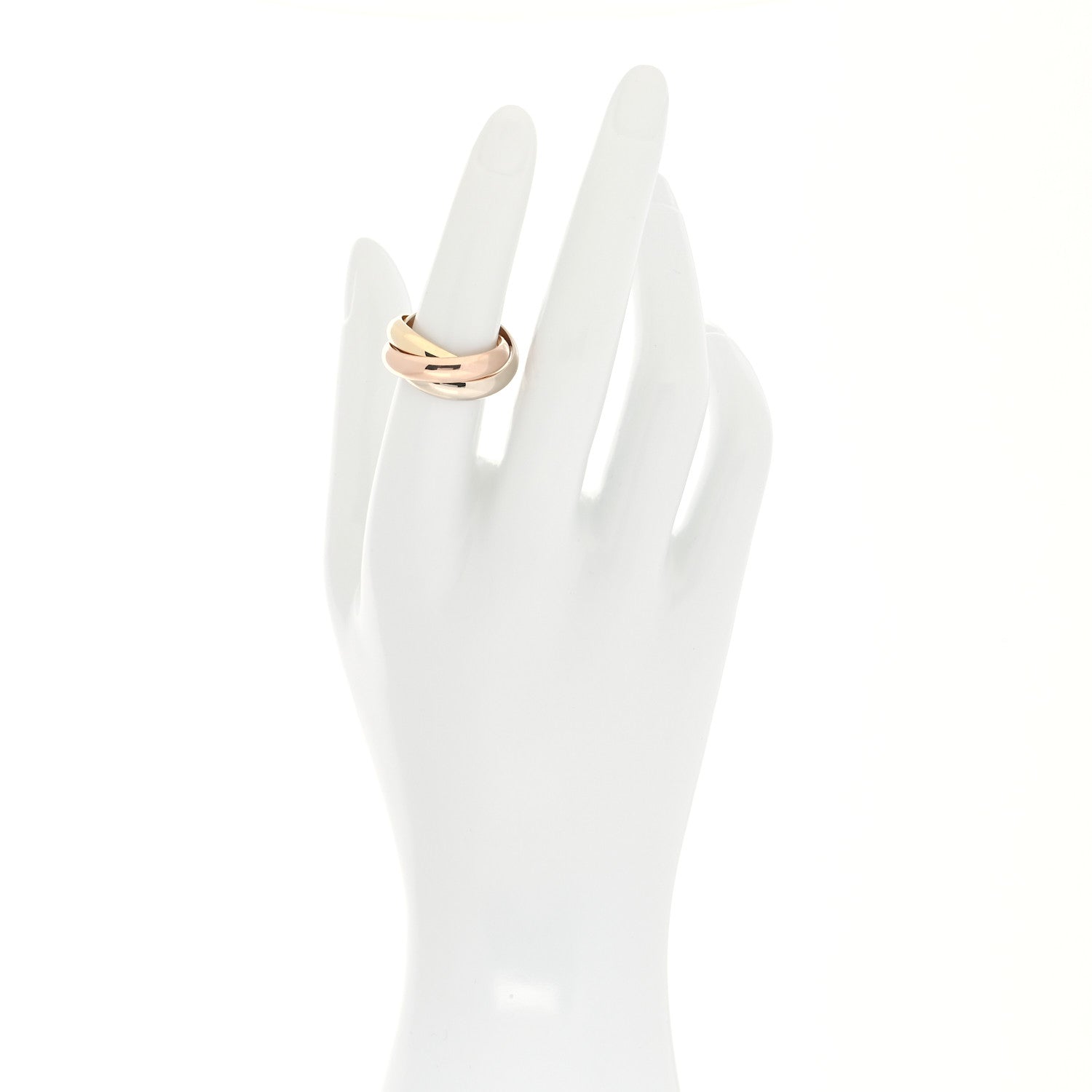 Cartier 18K Pink Yellow White Gold Large Trinity Ring 52 6 2 of 5