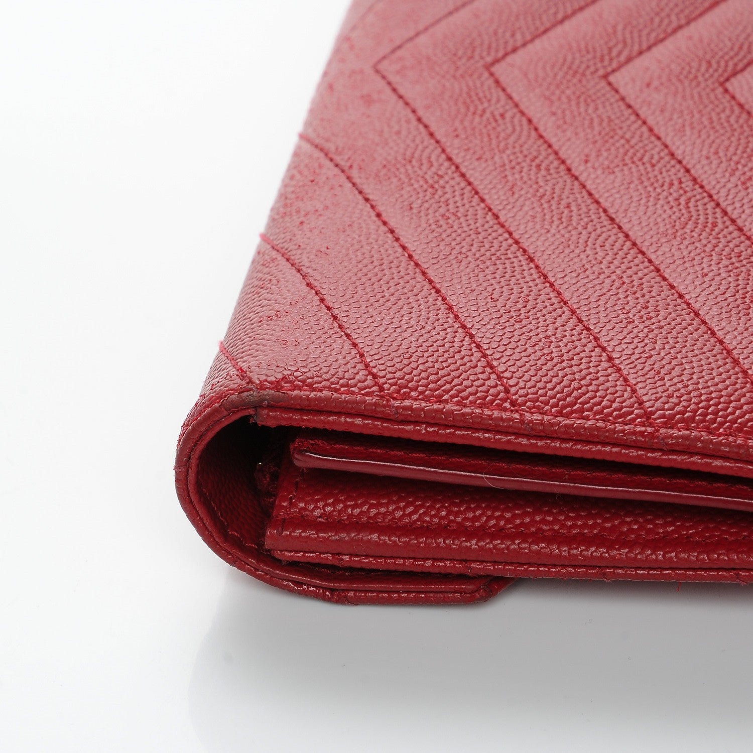 Saint Laurent Grain De Poudre Matelasse Chevron Monogram Wallet Lipstick Red 9 of 12