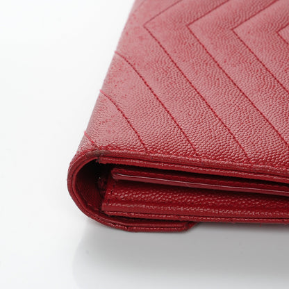 Saint Laurent Grain De Poudre Matelasse Chevron Monogram Wallet Lipstick Red 9 of 12