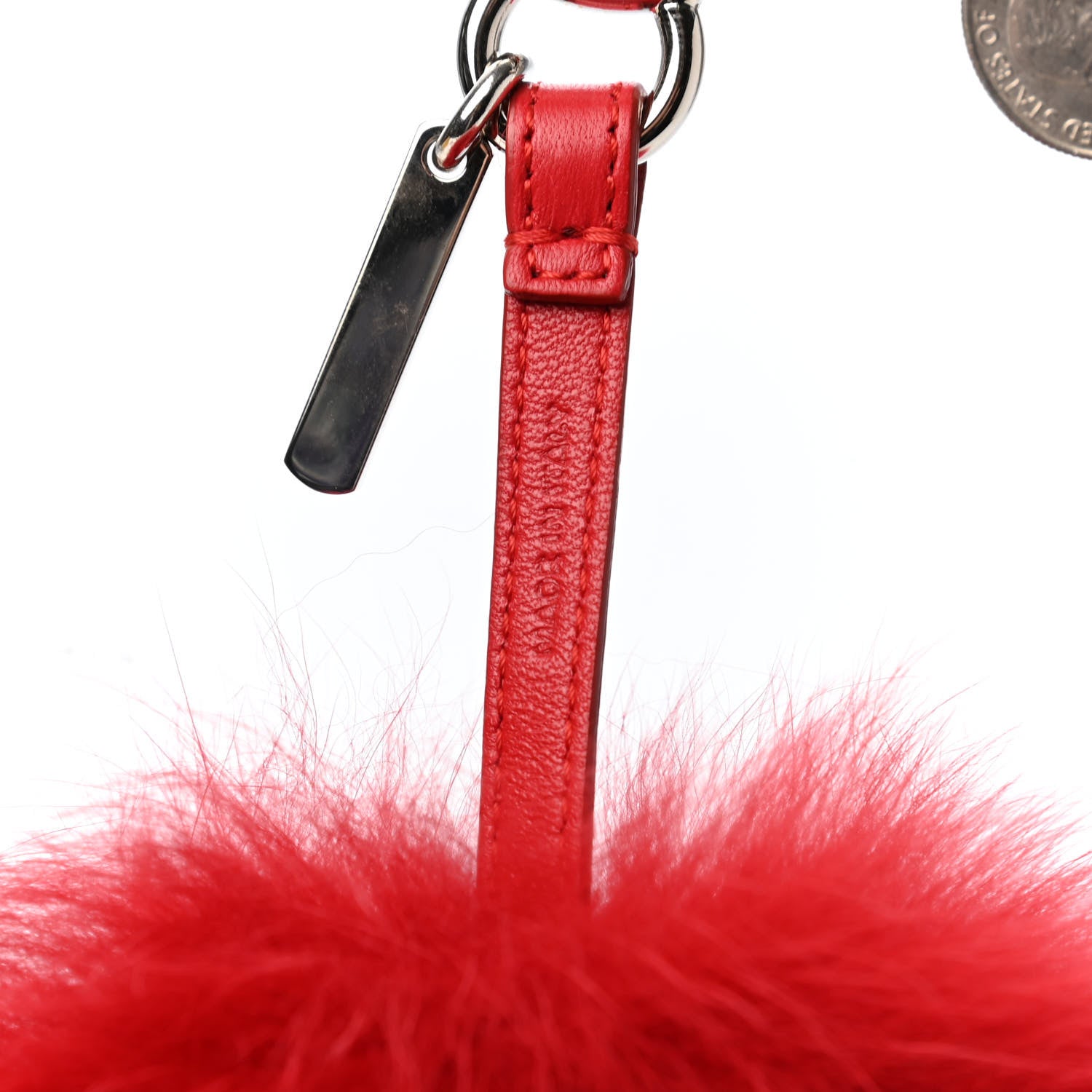 Fendi Fox Fur Shiny Nappa Bi-Color A ABCharm Bag Charm Rosso Chiaro Moro Strawberry 3 of 3