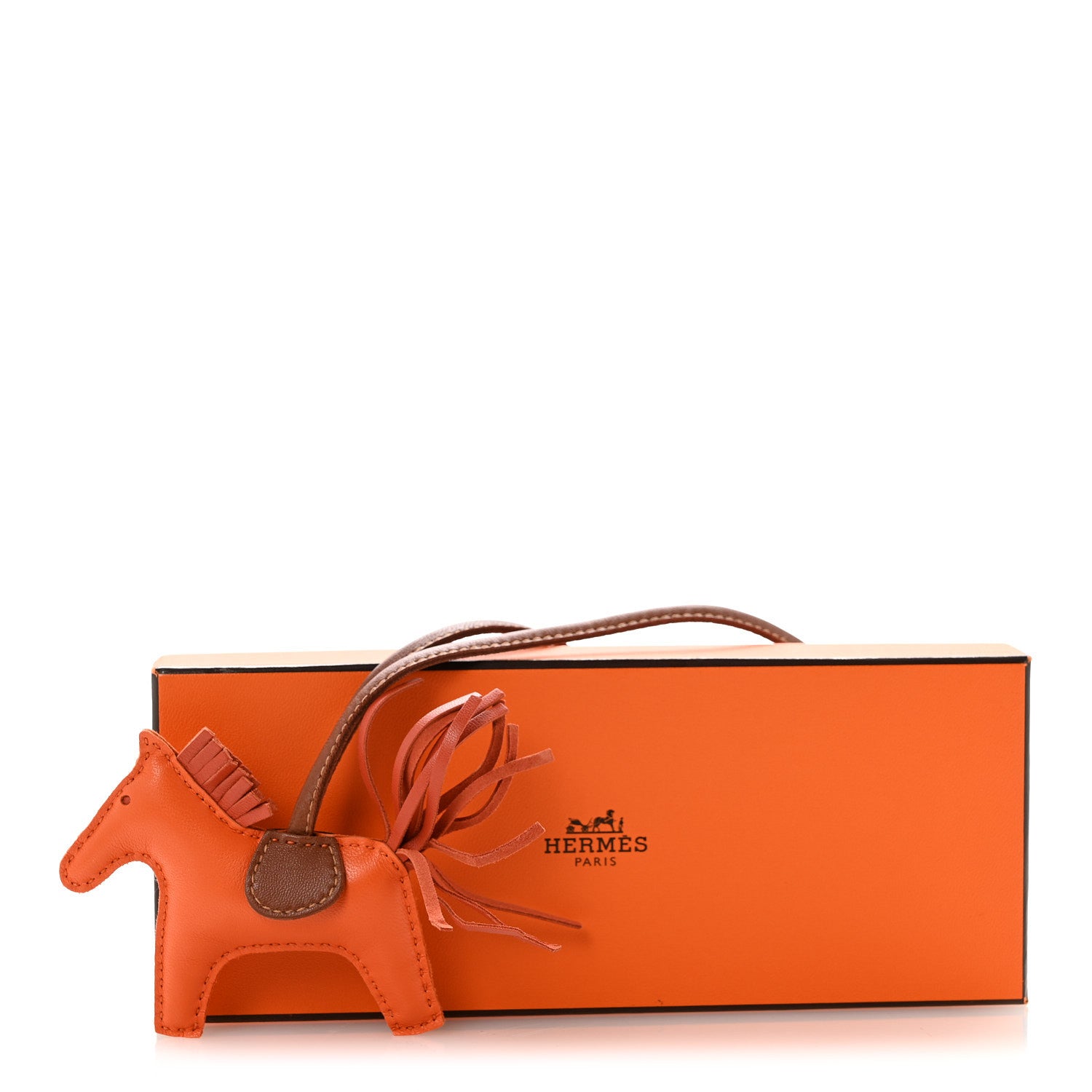 Hermes Milo Lambskin Grigri Rodeo Horse Bag Charm PM Feu Cornaline Fauve 5 of 5