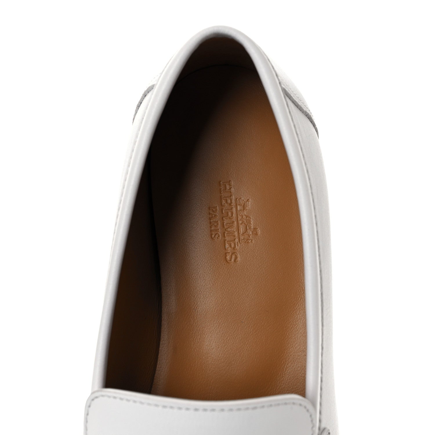 Hermes Calfskin Womens Colette Loafers 38 White 7 of 9