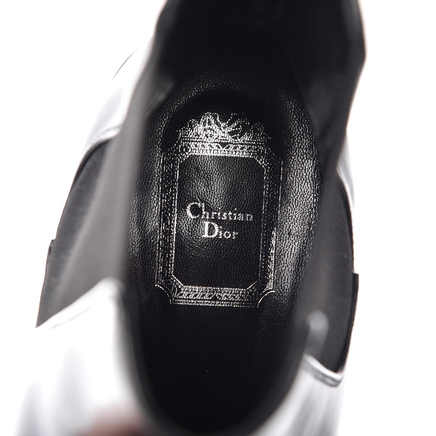 Christian Dior Glazed Calfskin Crystal Tomboy Ankle Boots 38 Black 8 of 9