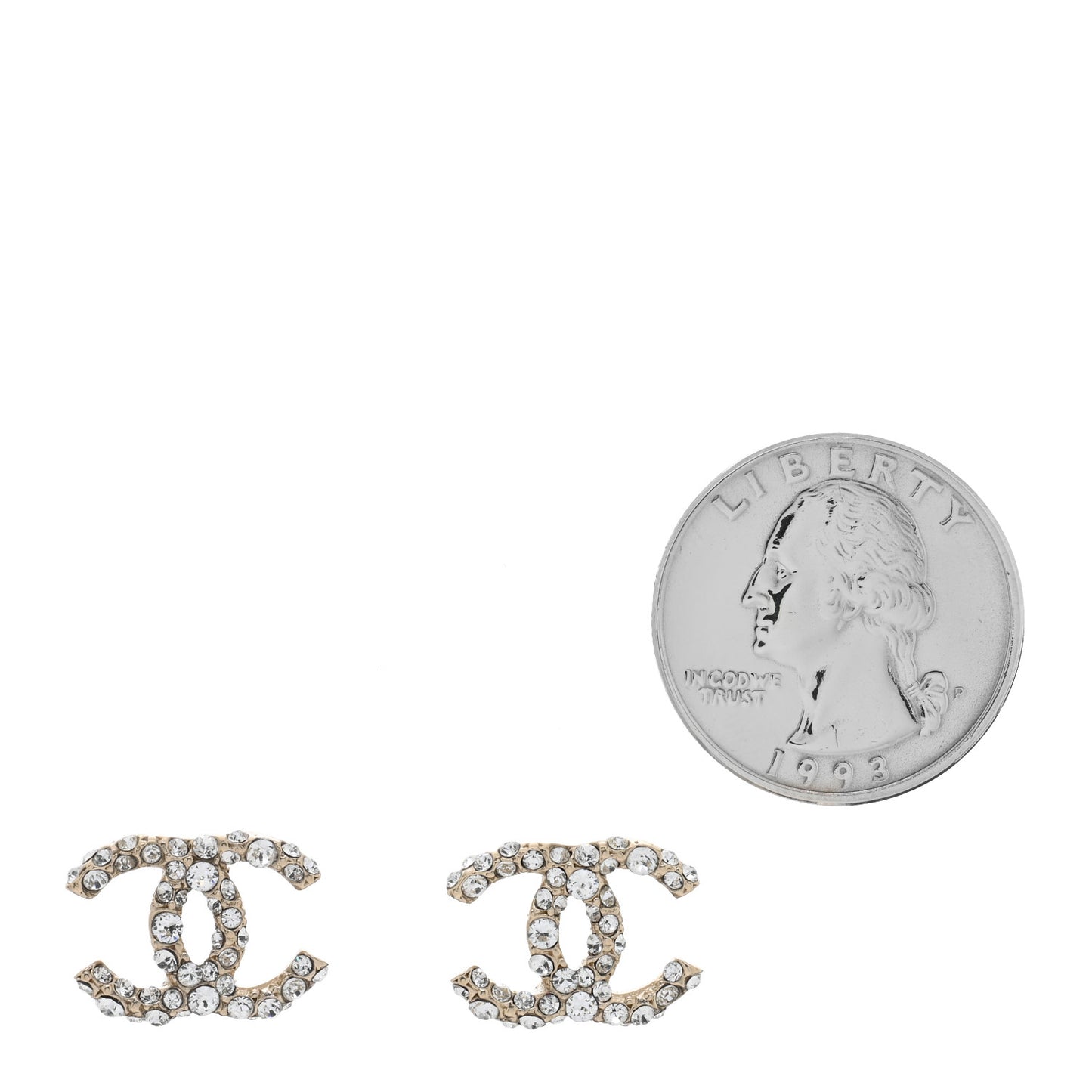 Crystal Studded CC Earrings Gold