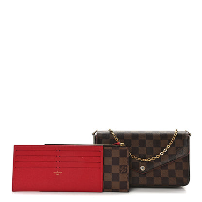 Louis Vuitton Damier Ebene Pochette Felicie Chain Wallet 3 of 18