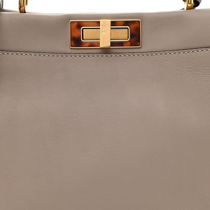Fendi Vitello Seta Shiny Nappa Plexiglass Medium Peekaboo I SEE U Satchel Tortora 9 of 11