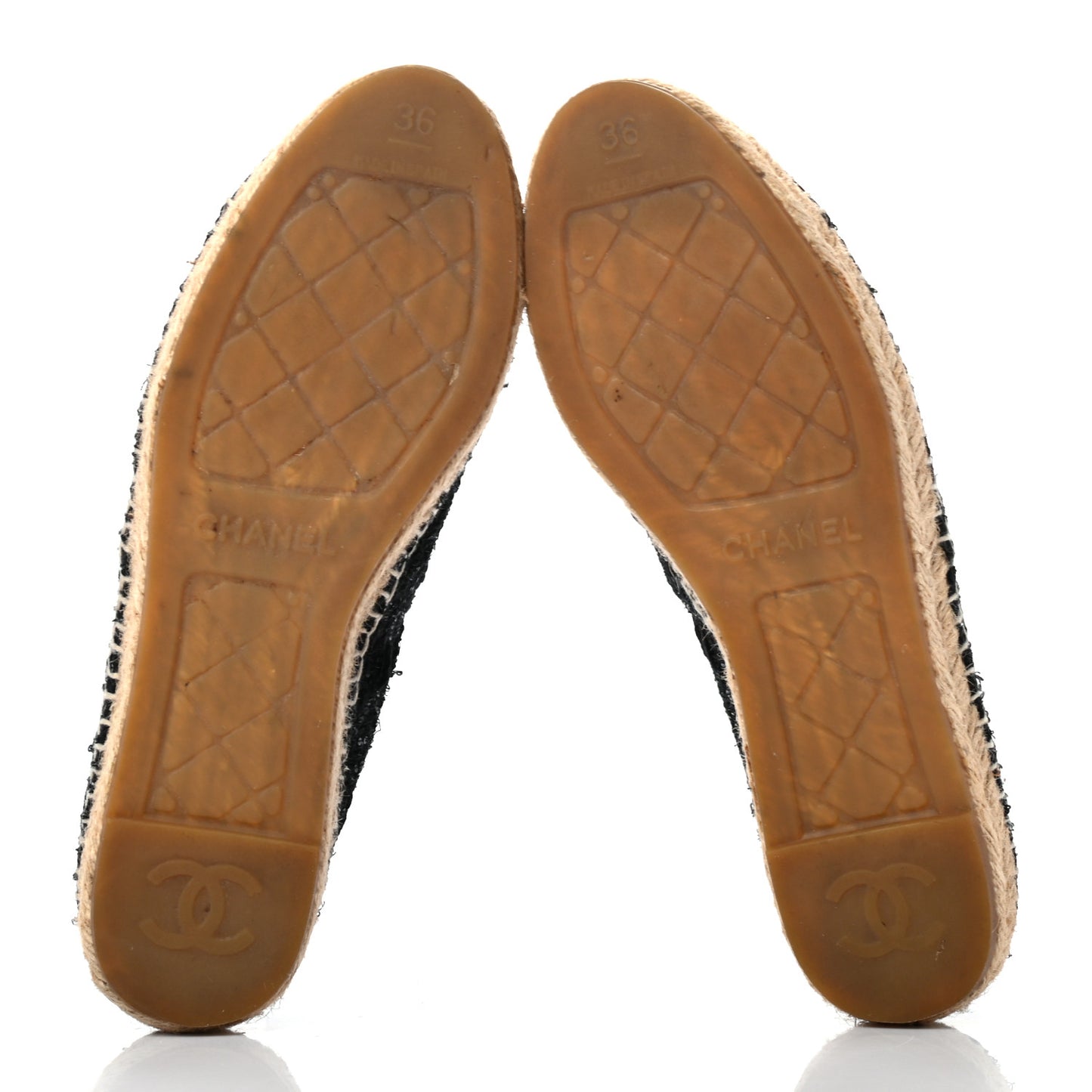 Tweed Patent Goatskin Sequin CC Espadrilles 36 Black