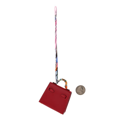 Hermes Tadelakt Mini Kelly Twilly Bag Charm Rouge Vif 2 of 6