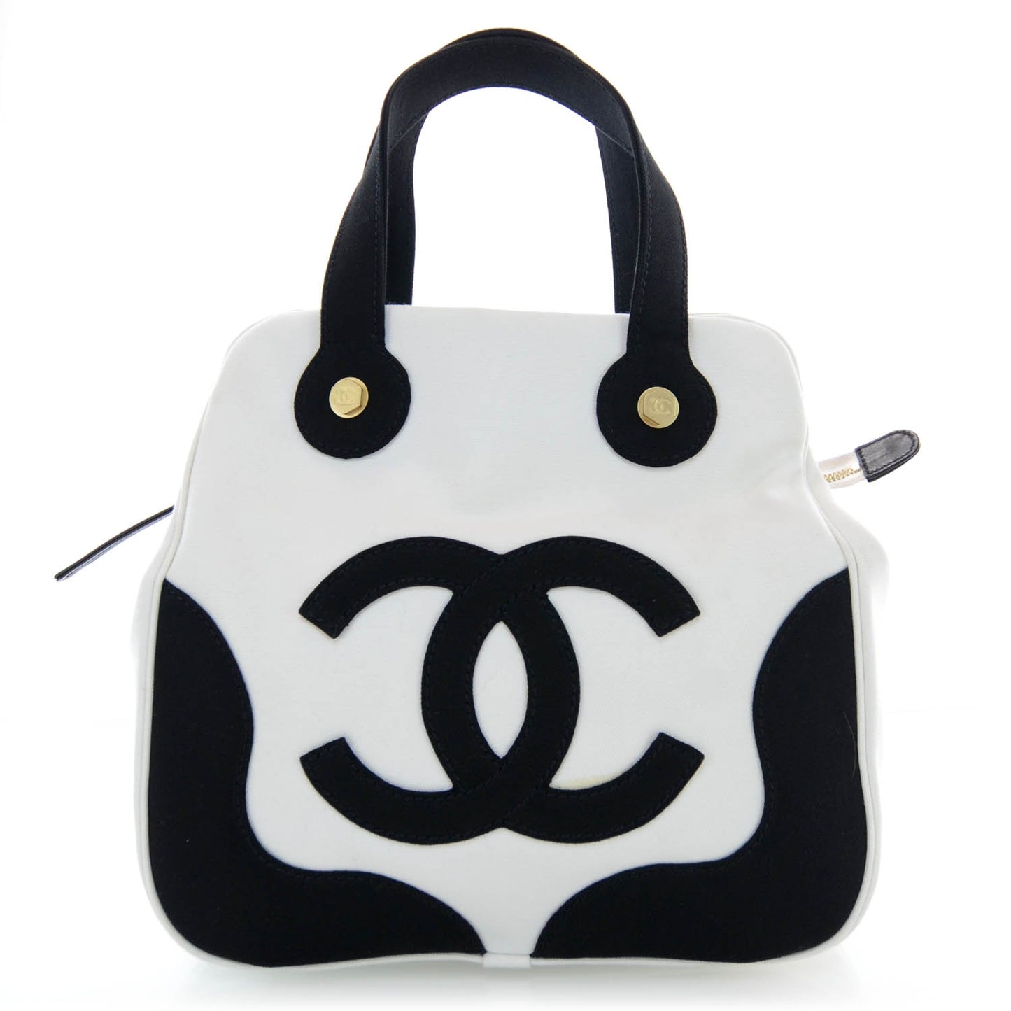 Canvas CC Handbag Black White