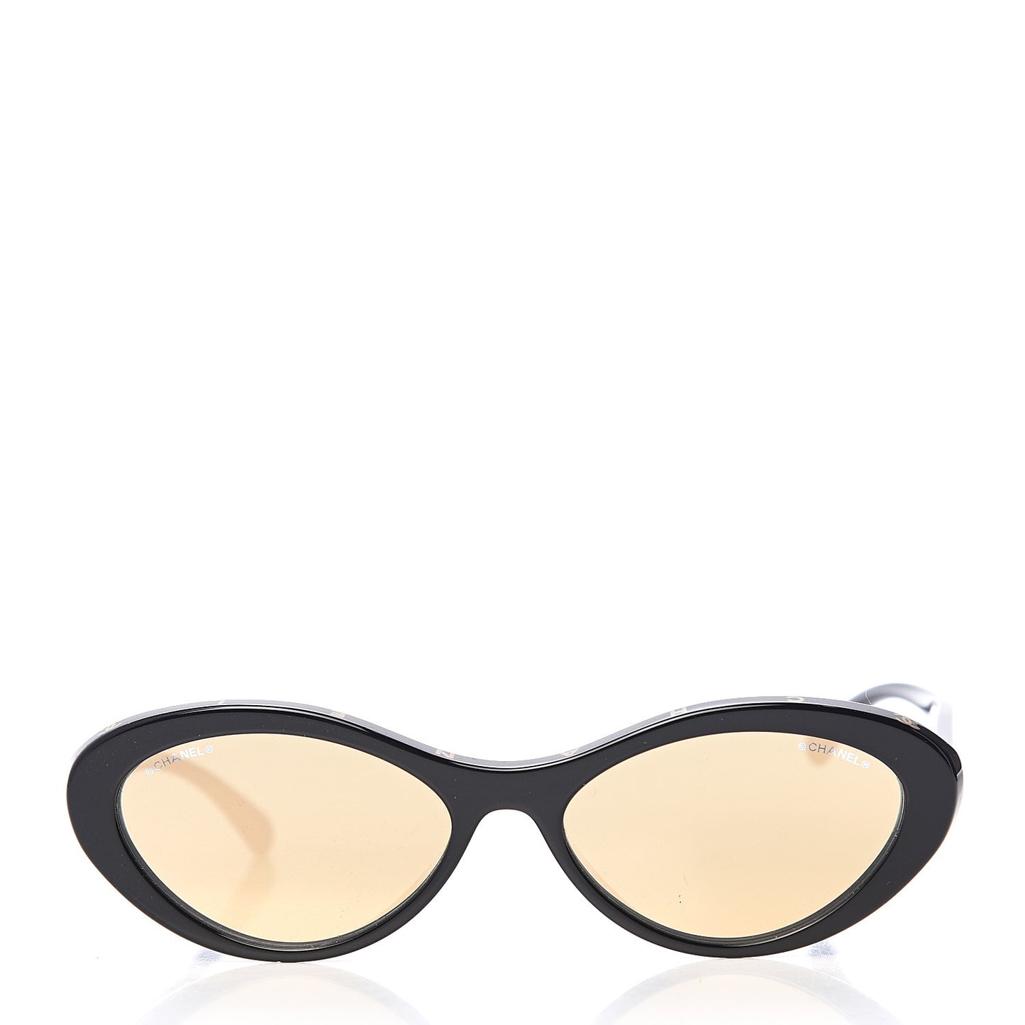 Acetate 24K Gold Mirror Oval Sunglasses 5416-A Black