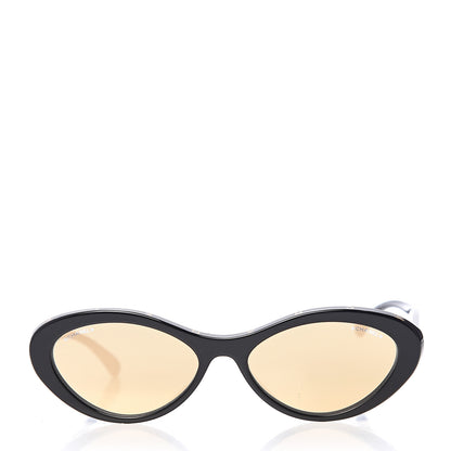 Chanel Acetate 24K Gold Mirror Oval Sunglasses 5416-A Black 2 of 7