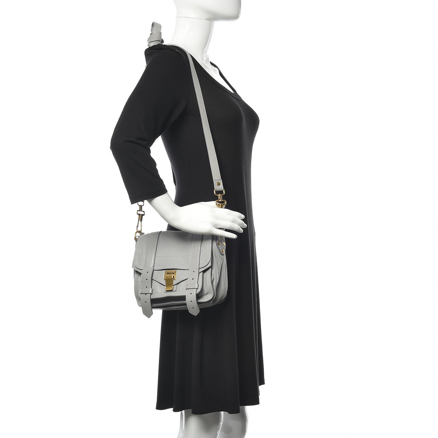 Proenza Schouler Lambskin PS1 Mini Pouch Messenger Concrete Grey 2 of 16