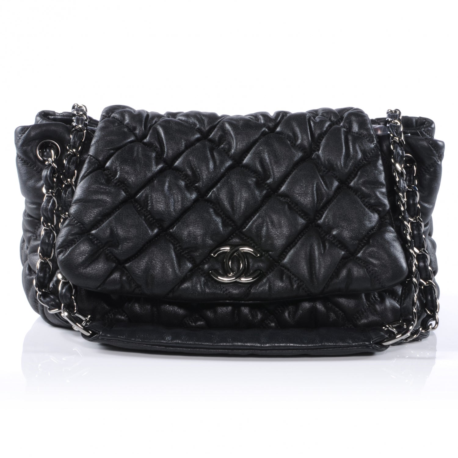 Chanel Leather Bubble Quilt Flap Bag Black 1 of 10