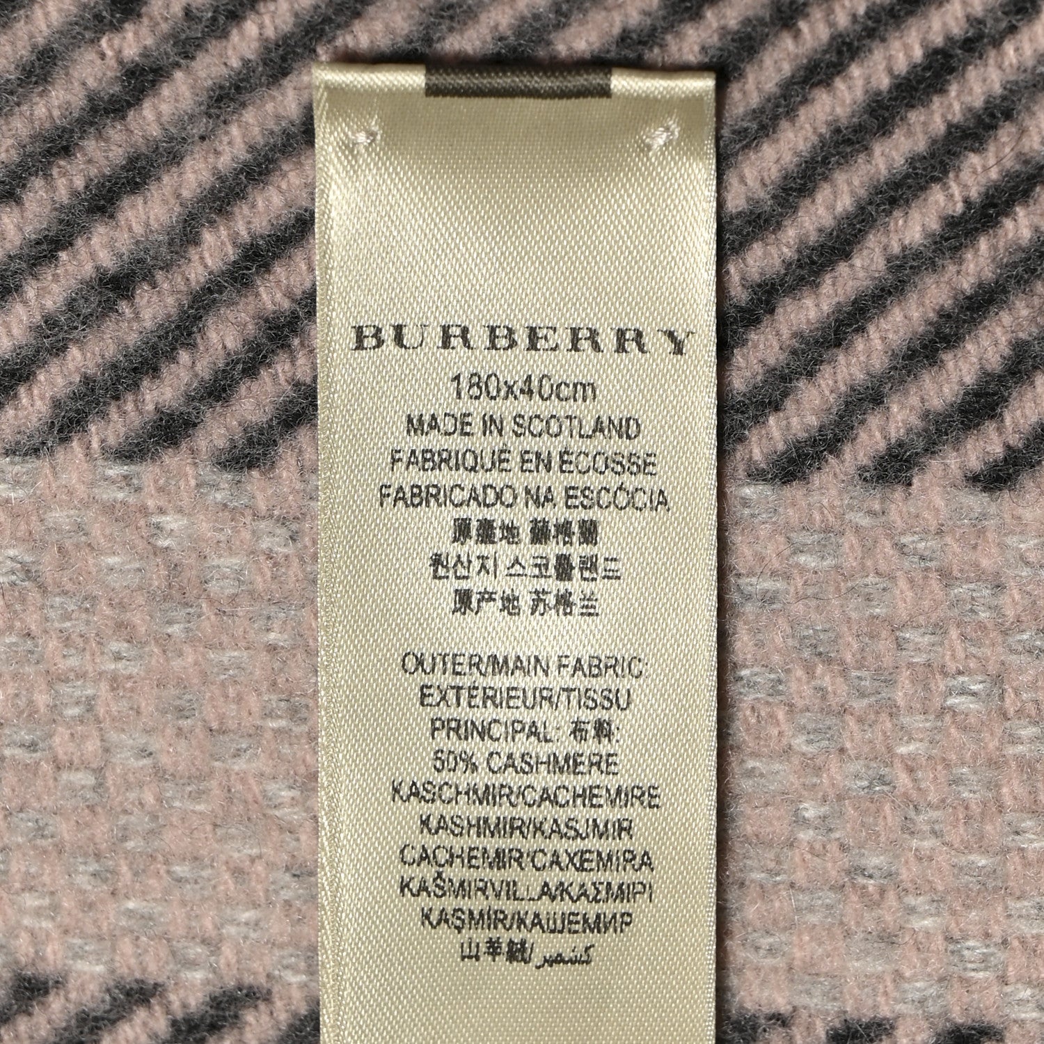 Burberry Cashmere Giant Heritage Check Fringe Scarf Ash Rose 4 of 4