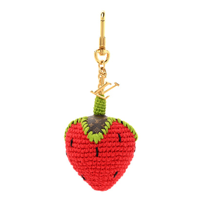 Louis Vuitton Crochet Monogram Embroidered Berrylicious Bag Charm Rouge 1 of 4