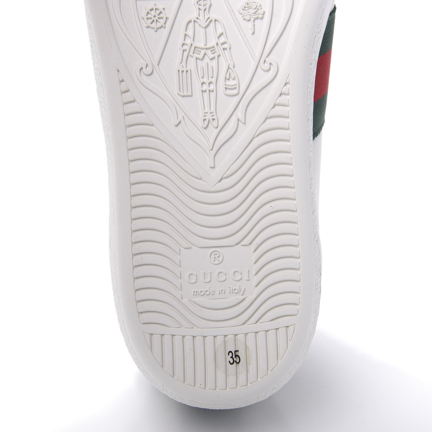Gucci Calfskin Ayers Bee Embroidered Womens Ace Sneakers 35 White Green 8 of 10
